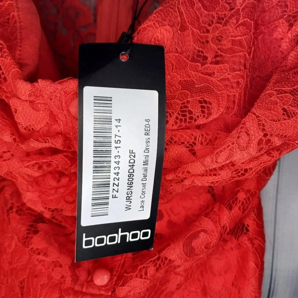 Boohoo mini red lace dress NWT - Picture 7 of 11